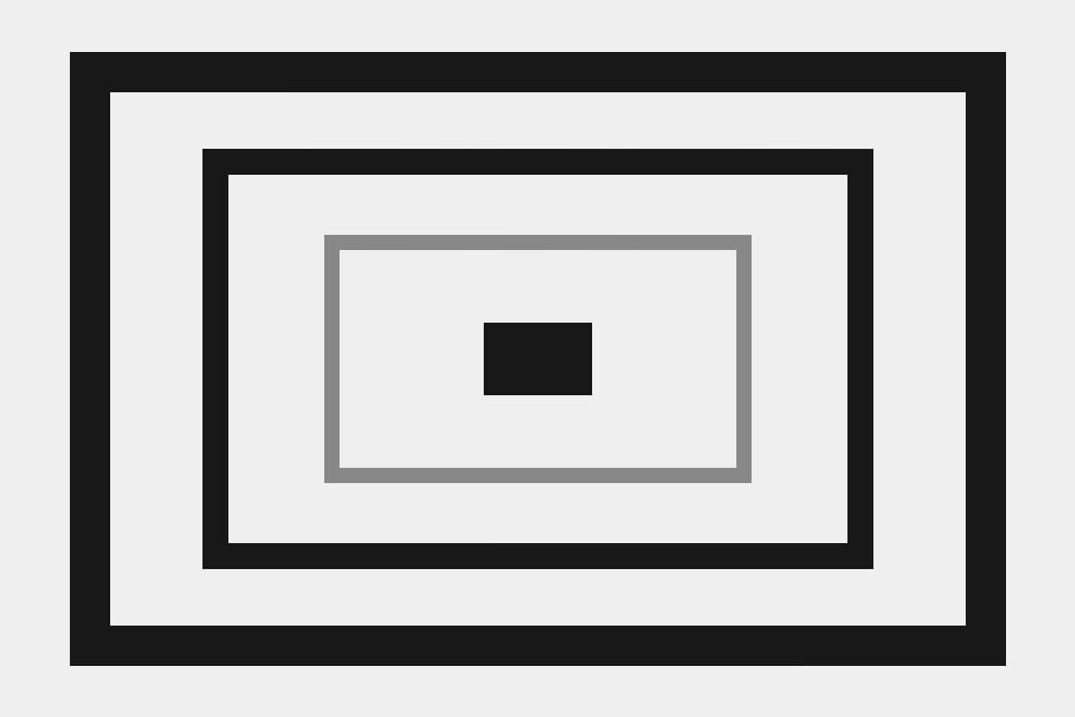 Abstract grayscale composition of concentric rectangular frames.